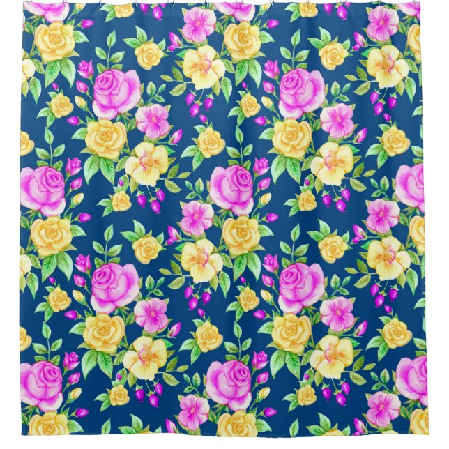 Elegant Blush Pink Yellow Rose Floral Pattern (Front)