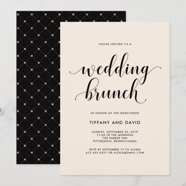 Élégant Blush Post Mariage Brunch Invitation (Devant / Derrière)