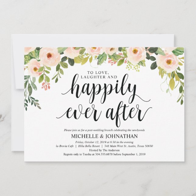 Elégant Blush Post Mariage Brunch Invitation Card (Devant)