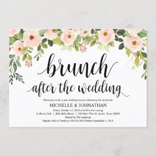 Elégant Blush Post Mariage Brunch Invitation Card