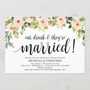 Elégant Blush Post Mariage Brunch Invitation Card