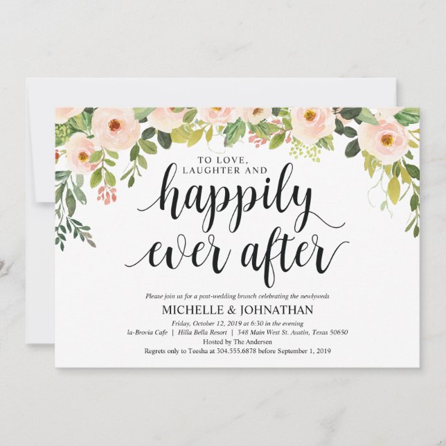 Elegant Blush Post Wedding Brunch Invitation Card (Front)
