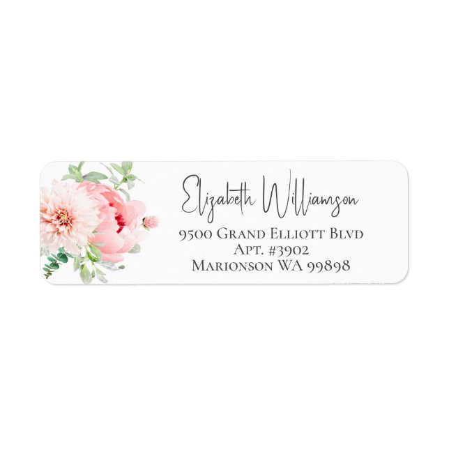 Élégant Blush rose & blanc Floral Adresse de retou (Devant)