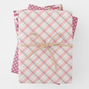 Elegant Blush Rose Coral Pink Watercolor Floral Wrapping Paper Sheet