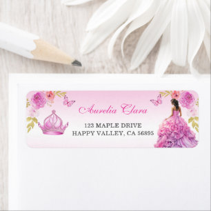 Élégant Blush rose Floral Quinceañera Retour