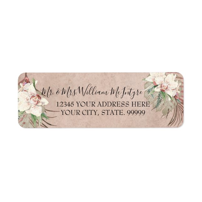 Élégant Blush rose Floral Tropical Folio Mariage (Devant)