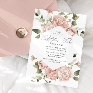 Elegant Blush Rose Garden Mother's Day Brunch Invitation