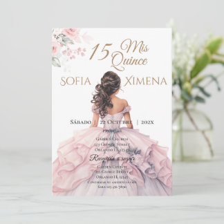 Elégant Blush Rose Quinceanera Invitation