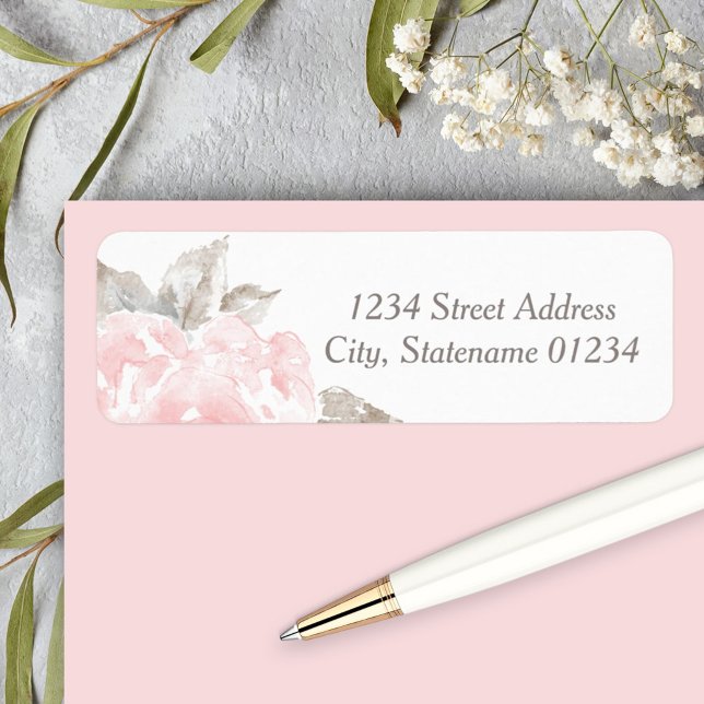 Elegant Blush Rose Wedding Return Address (Creator Uploaded)