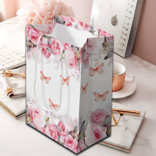 Elegant Blush Roses Medium Gift Bag