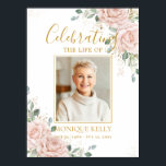 Elegant Blush Roses Picture Funeral Memorial  Poster<br><div class="desc">(c) The Happy Cat Studio</div>