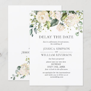Elegant Blush Roses Wedding Date Postponement Invitation