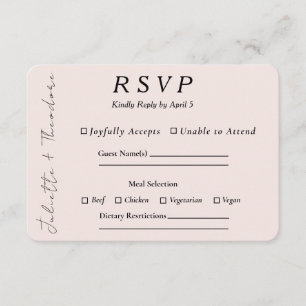 Elegant Blush RSVP with Entree Selection Card