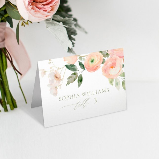 Elegant Blush & Sage Green Wedding Place Card (Creator Uploaded)