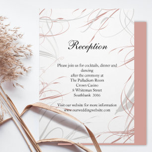 Elegant Blush Swirls Modern Wedding Reception Enclosure Card