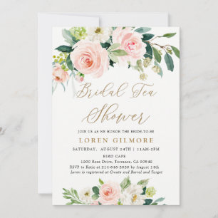 Elegant Blush Watercolor Bridal Tea Shower Invitat Invitation