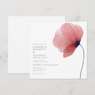 Elegant Blush Watercolor Poppy Wedding Invitation