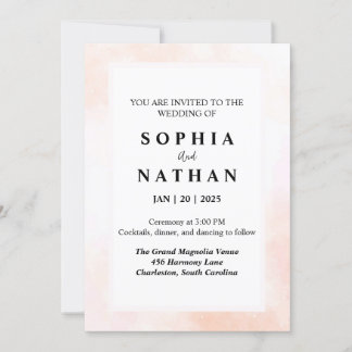 Elegant Blush Watercolor Wedding Invitation