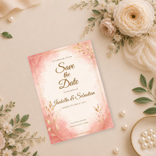 Elegant Blush Watercolor Wedding Save The Date