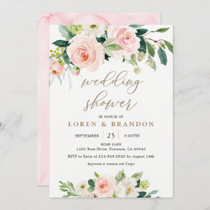 Elegant Blush Watercolor Wedding Shower Invitation
