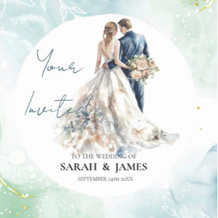 Elegant Blush Wedding  Classic Round Sticker