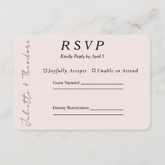 Elegant Blush Wedding RSVP Card