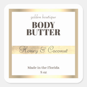 Elegant Body Butter Spa Product Gold white Square Sticker