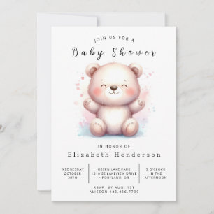 Elegant Bohemian Bear Baby Shower Invitation
