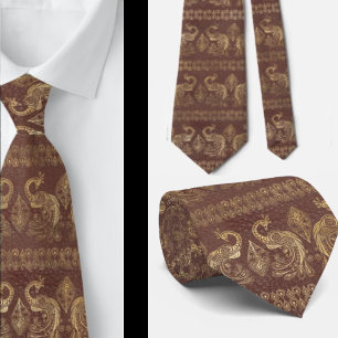 Elegant Bohemian Boho Rose Gold Peacock Neck Tie