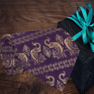 Elegant Bohemian Boho Rose Gold Peacock Purple Tie