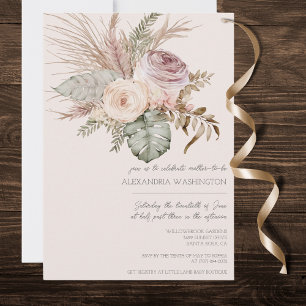 Elegant Bohemian Bouquet Baby Shower Invitation