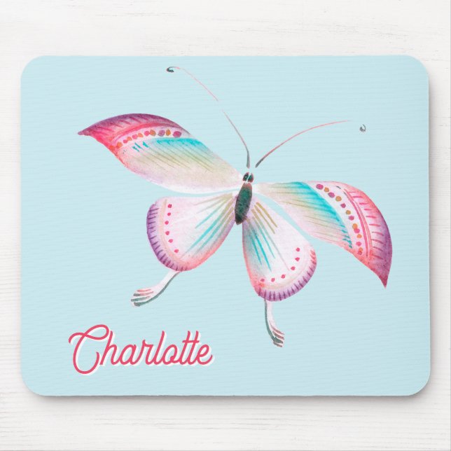 Elegant Bohemian Butterfly Personalized Mouse Pad (Front)