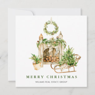 Elegant Bohemian Christmas Composition Corporate Holiday Card