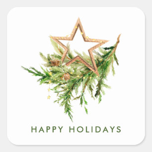 Elegant Bohemian Christmas Composition Holiday Square Sticker