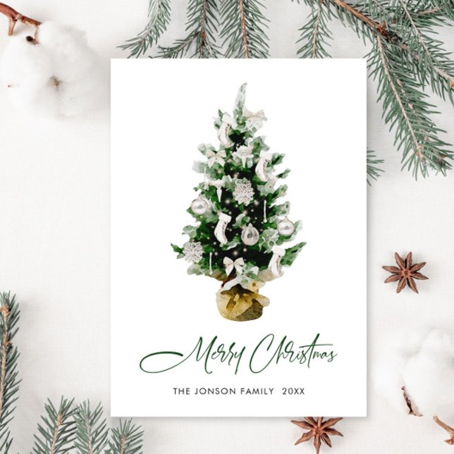 Elegant Bohemian Christmas Pine Tree Greeting Holiday Card (Creator Uploaded)