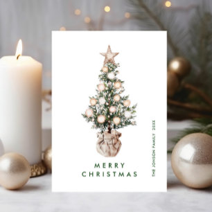 Elegant Bohemian Christmas Pine Tree Greeting Holiday Card