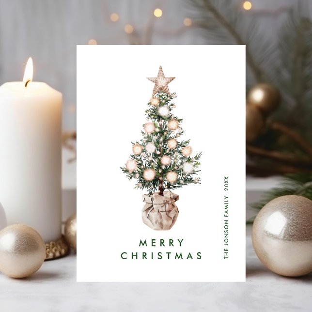 Elegant Bohemian Christmas Pine Tree Greeting Holiday Card (Creator Uploaded)