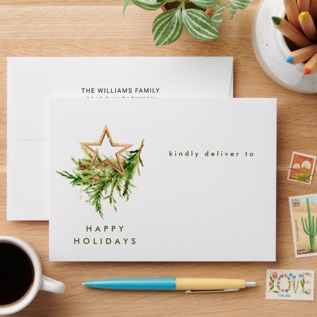Elegant Bohemian Christmas Tree Composition Envelope (Desk)