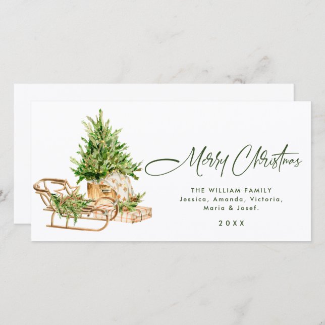 Elegant Bohemian Christmas Tree Composition Holiday Card (Front/Back)