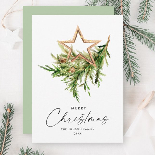 Elegant Bohemian Christmas Tree Composition Holiday Card (Creator Uploaded)