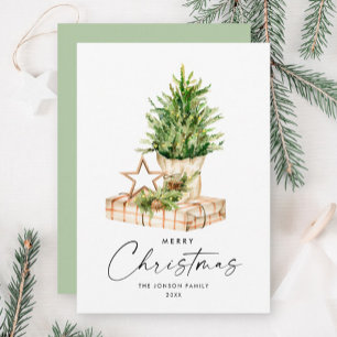 Elegant Bohemian Christmas Tree Composition Holiday Card