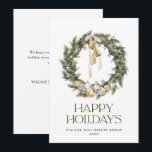 Elegant Bohemian Christmas Wreath Greeting Company Holiday Card<br><div class="desc">You can change the colour of the "Merry Christmas" words. You can do it in the Zazzle editor,  feel free to contact me if you need details on how to do it,  or if you need any other help or new item. I respond soon.</div>