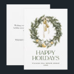 Elegant Bohemian Christmas Wreath Greeting Company Holiday Card<br><div class="desc">You can change the colour of the "Merry Christmas" words. You can do it in the Zazzle editor,  feel free to contact me if you need details on how to do it,  or if you need any other help or new item. I respond soon.</div>