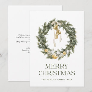 Elegant Bohemian Christmas Wreath Greeting Holiday Card