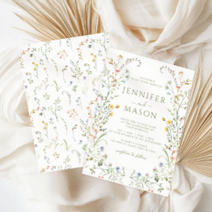 Elegant Bohemian Colorful Meadow Floral Wedding Invitation