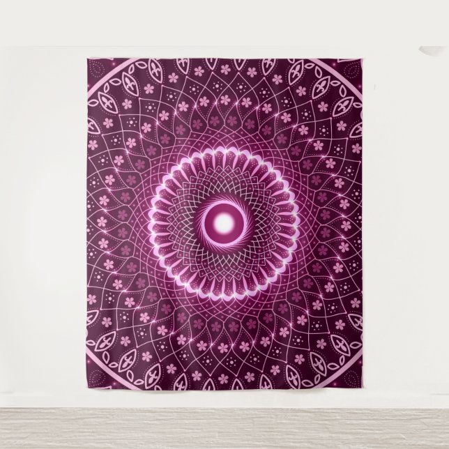 Elegant bohemian colourful abstract pink healing  tapestry (Front)