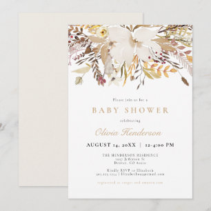 Elegant Bohemian Fall Floral Baby Shower Invitation
