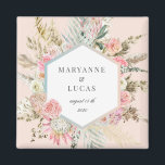 Elegant Bohemian Floral Monogram Magnet<br><div class="desc">Our "Bohemian Elegant Floral" collection features beautiful blush and light teal florals with ample dry foliage on various pastel backgrounds paired with an elegant script for all your personal information. We are positive that you are going to love to mix and match different items from this collection. Check our store...</div>