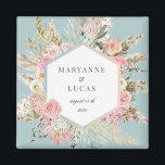 Elegant Bohemian Floral Monogram Magnet<br><div class="desc">Our "Bohemian Elegant Floral" collection features beautiful blush and light teal florals with ample dry foliage on various pastel backgrounds paired with an elegant script for all your personal information. We are positive that you are going to love to mix and match different items from this collection. Check our store...</div>