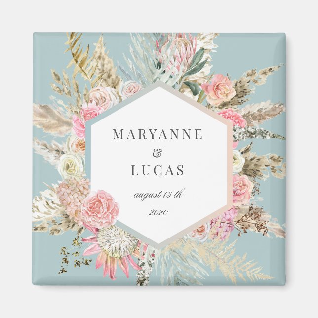 Elegant Bohemian Floral Monogram Magnet (Front)